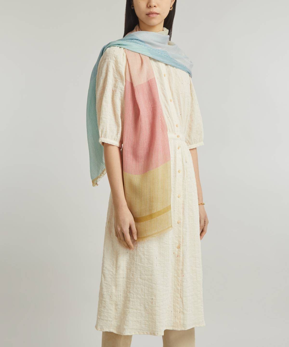 エレメンツ ストライプ 70x180 カシミヤ シルク スカーフ